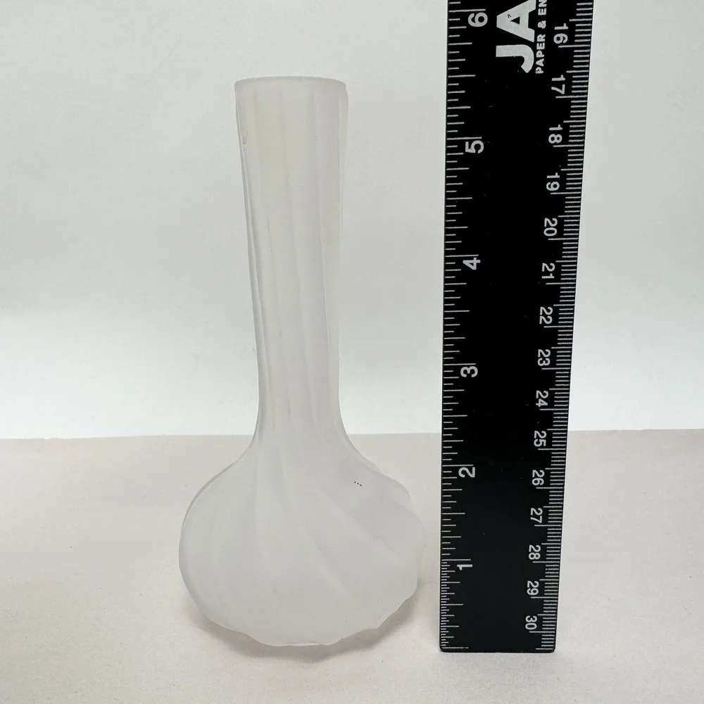 Bud Vase Spiral Frosted Molded‎ 5.75 in CA Marketing Innovations Cut Top Vintage